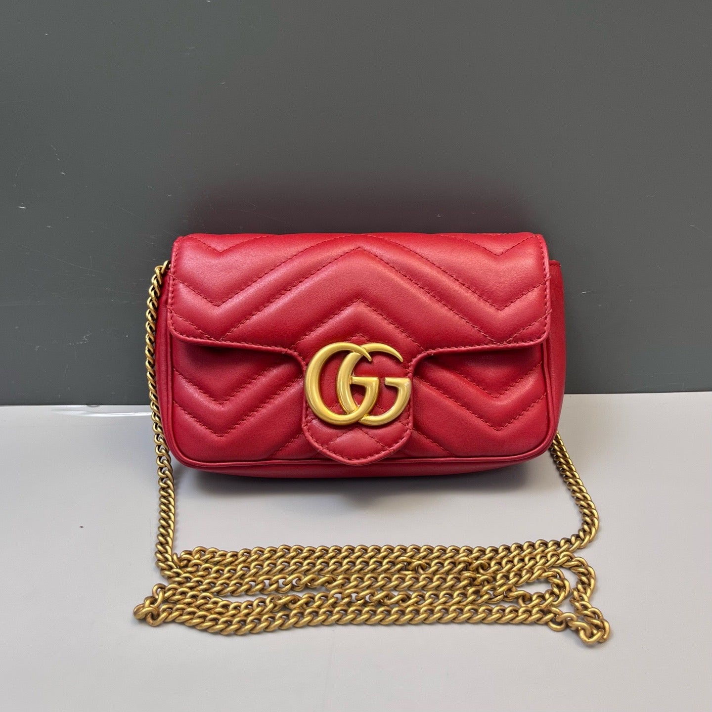 Gucci GG Marmont Super Mini Red Quilted Leather
