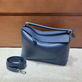 LOEWE Puzzle Large Bag in Deep Blue Smooth Calf Leather