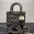 Christian Dior Lady Dior Handbag in Grey Quilted