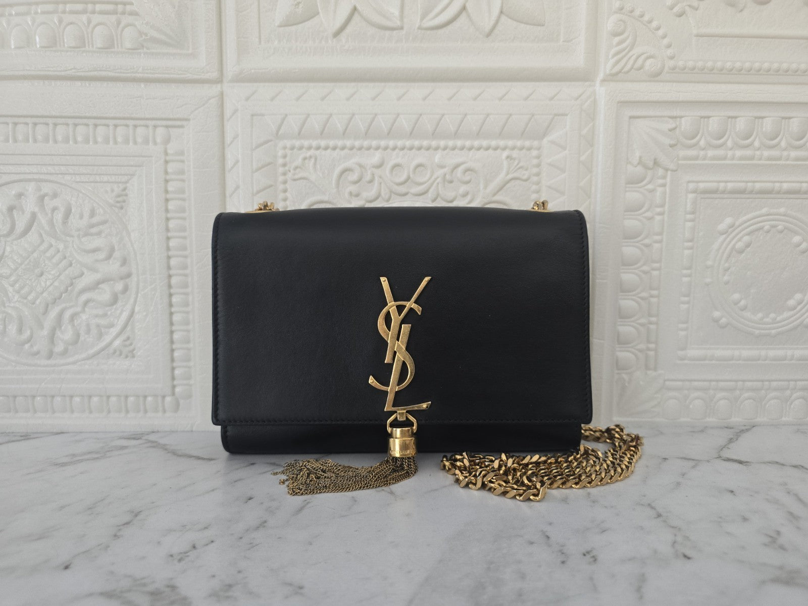 YSL Saint Laurent Kate Pompom Small 20cm Width