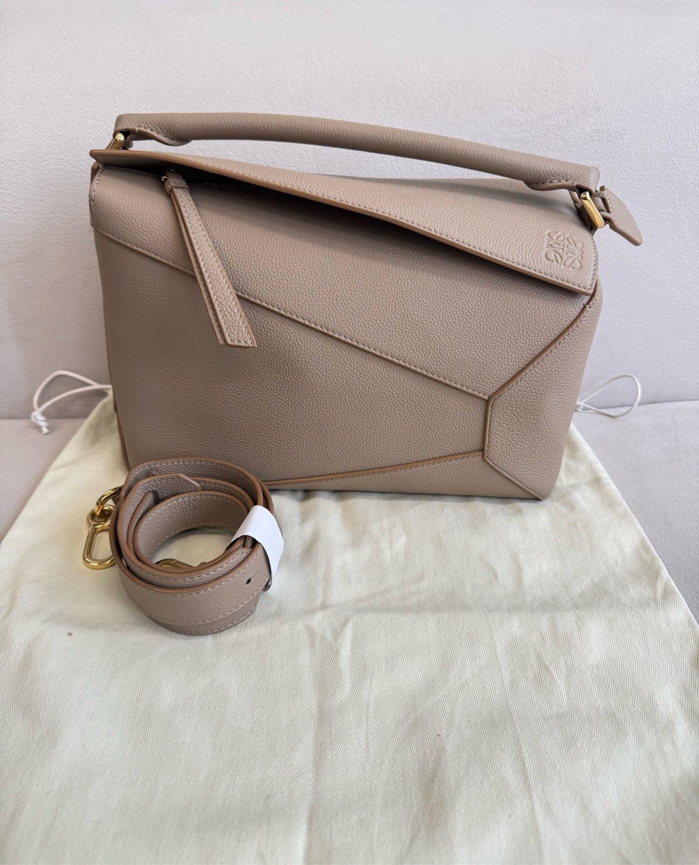 Loewe Taupe Grained Calfskin Medium Puzzle