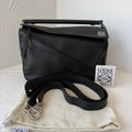 LOEWE Puzzle Medium Bag, Black Smooth Calfskin