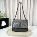 Saint Laurent Niki Grey Vintage Crinkled Calfskin Chain Bag
