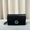 Gucci Interlocking GG Crossbody Bag Small Black Leather