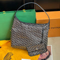 Goyard Boheme Hobo Black Chevron Canvas Shoulder Bag