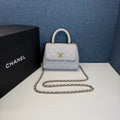 Chanel Coco Handle Mini, Light Grey Caviar Leather