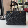 Chanel GST Medium Black Caviar Leather Shoulder Bag