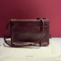 Old Celine Trio Burgundy Lambskin Crossbody Bag