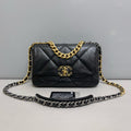 Chanel 19 Small Black Goatskin Mixed Metal Hardware