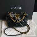 Chanel 22B Black Lambskin Hobo Crossbody Bag