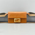 Fendi Brown Leather FF Logo Baguette