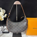 Celine AVA Hobo Shoulder Bag Triomphe Canvas & Tan Leather