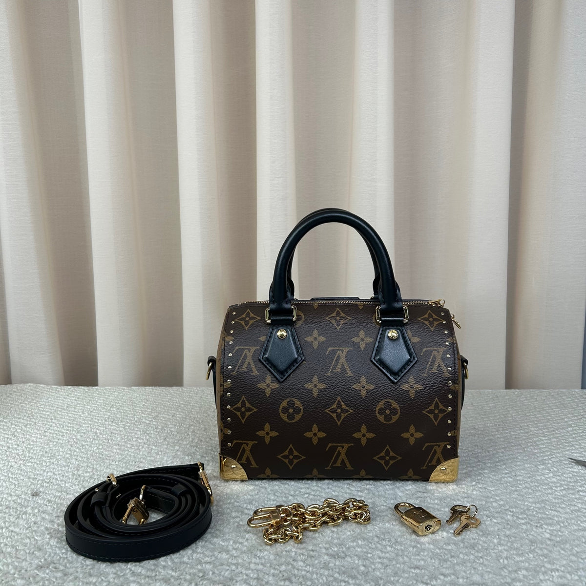 LV Speedy Trunk 20 Monogram Studded Bag 20cm