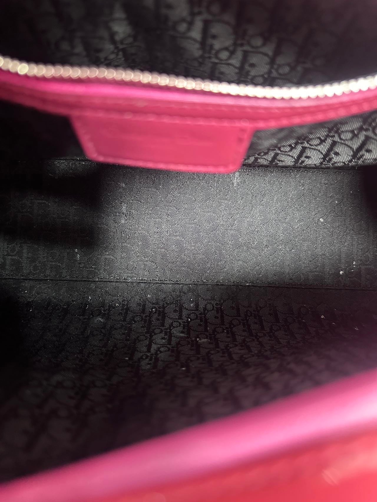 Dior Lady Dior Large Red Patent Leather Silver HW Bag