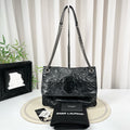 YSL Saint Laurent Niki Black Waxed Leather Chain Bag