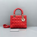 Dior Red Cannage Calfskin Lady Dior Medium
