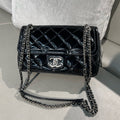 Chanel Black Patent Quilted Flap