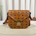MCM Visetos Cognac Saddle Bag Crossbody Bag