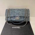 Chanel Limited Edition Camellia Embossed Denim Flap