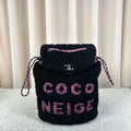 Chanel Coco Neige Small Black & Pink Shearling Backpack