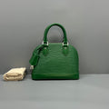 Louis Vuitton Alma BB Green Epi Leather Silver‑Tone