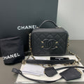 Chanel CC Filigree Vanity Lunch Box Case Black