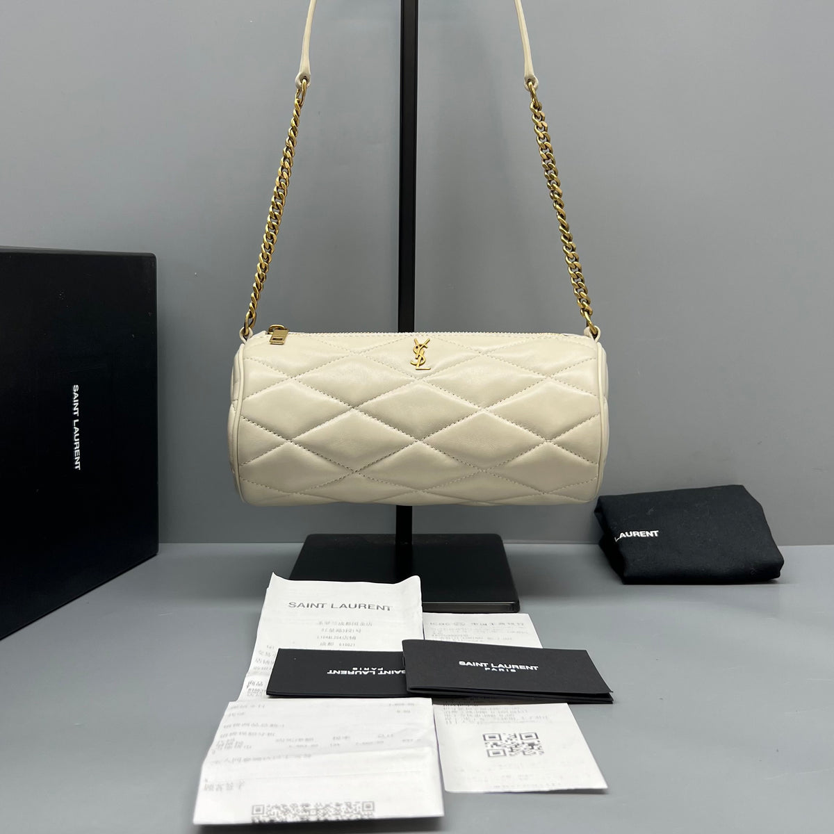Saint Laurent Sade Mini Tube White Gold Hardware