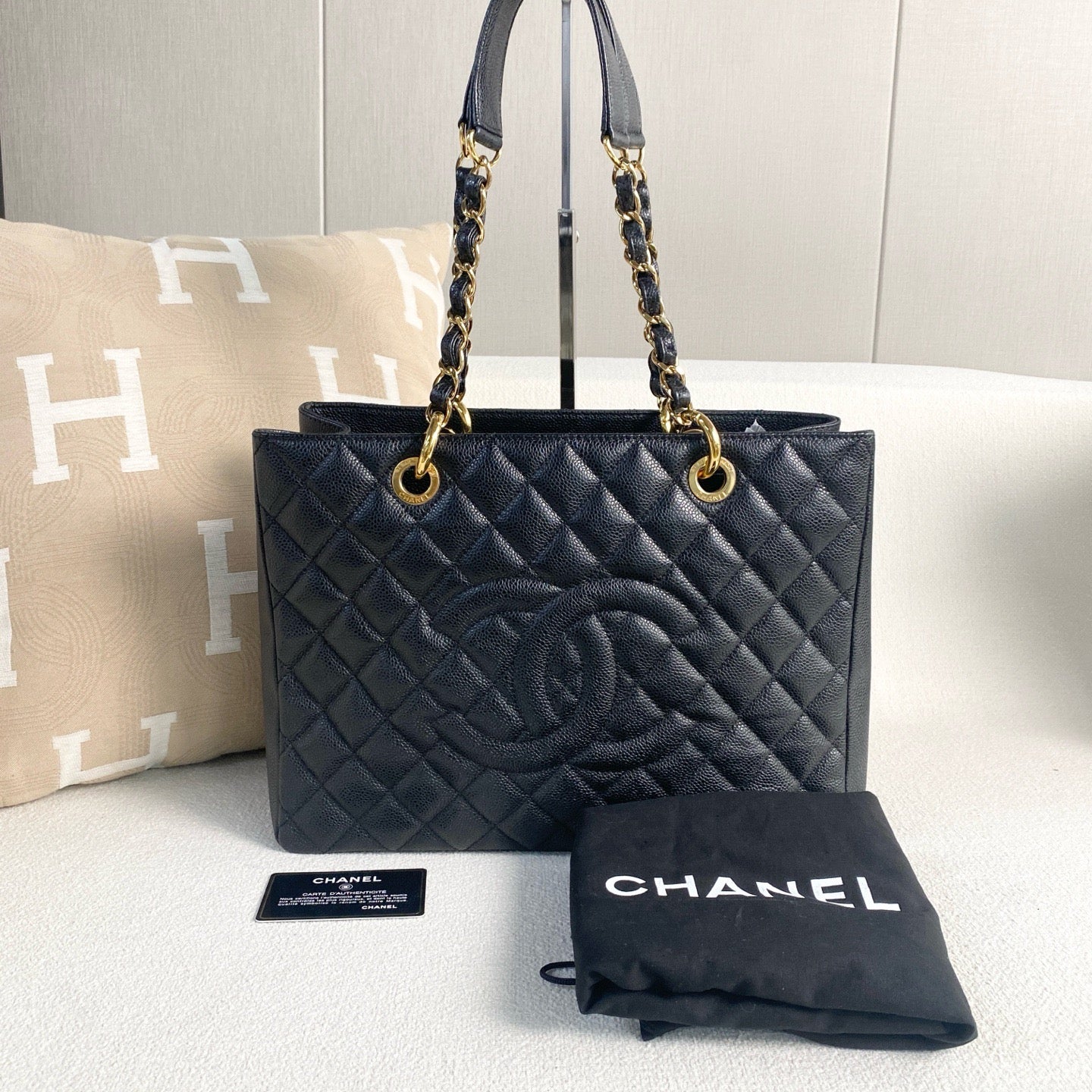 Chanel GST Black Caviar Leather Tote Bag