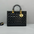 Dior Lady Dior Large Black Patent Cannage