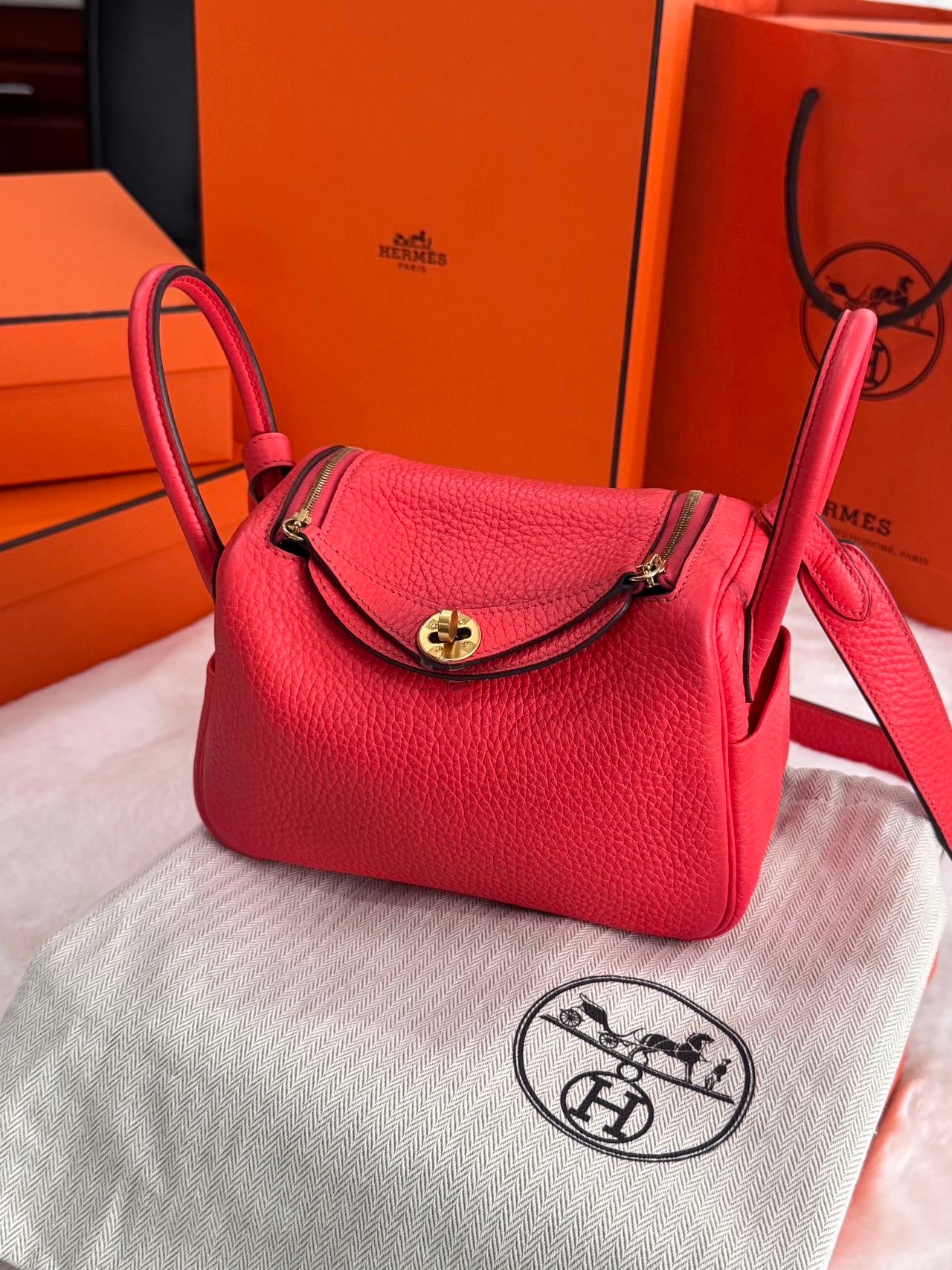 Hermès Mini Lindy 19 Rouge Tomate