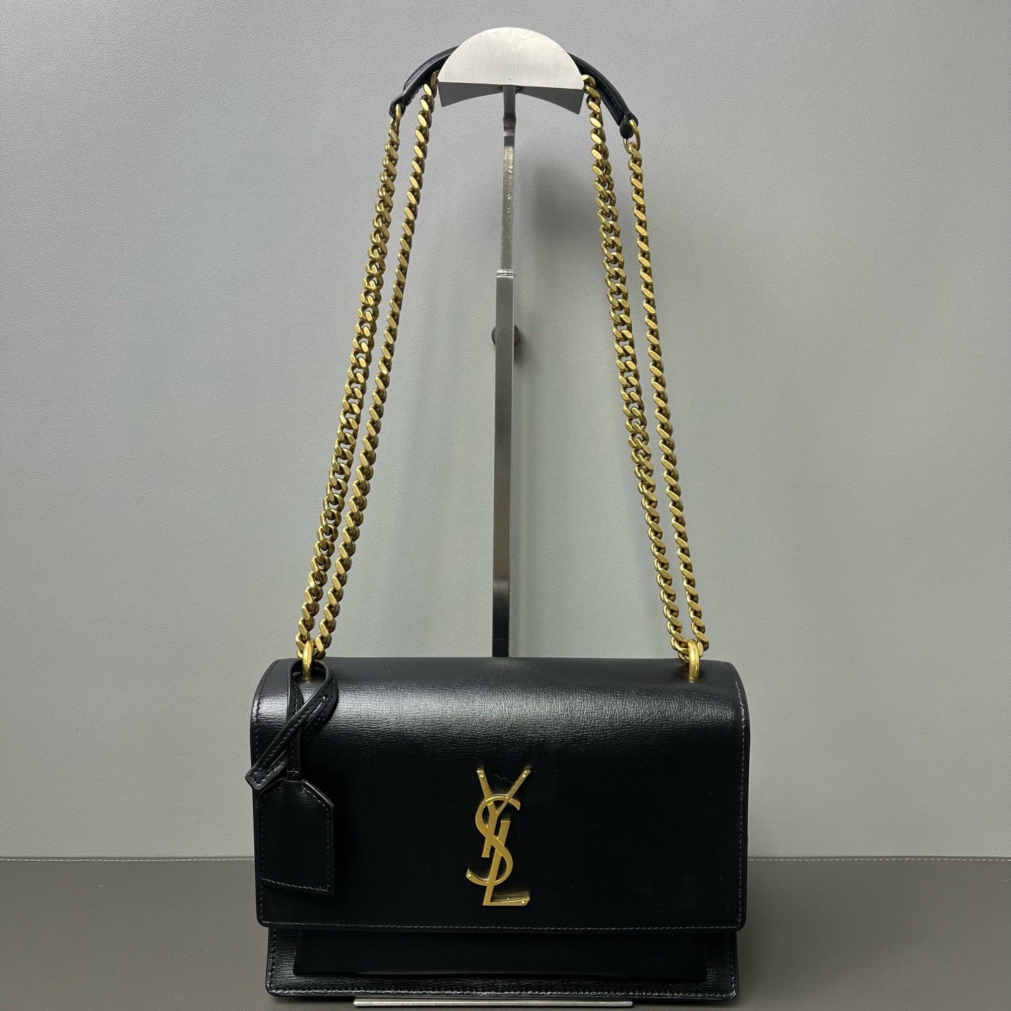 Saint Laurent Sunset Medium Black Leather Gold Hardware