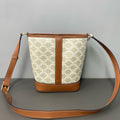 Celine Triomphe Bucket White Tan