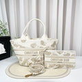 Dior Butterfly Embroidery Basket Tote Bag