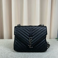 Saint Laurent College Medium Black V-Quilted Leather