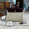 Hermes Herbag Zip 31 Retourne Beton Canvas with Rouge