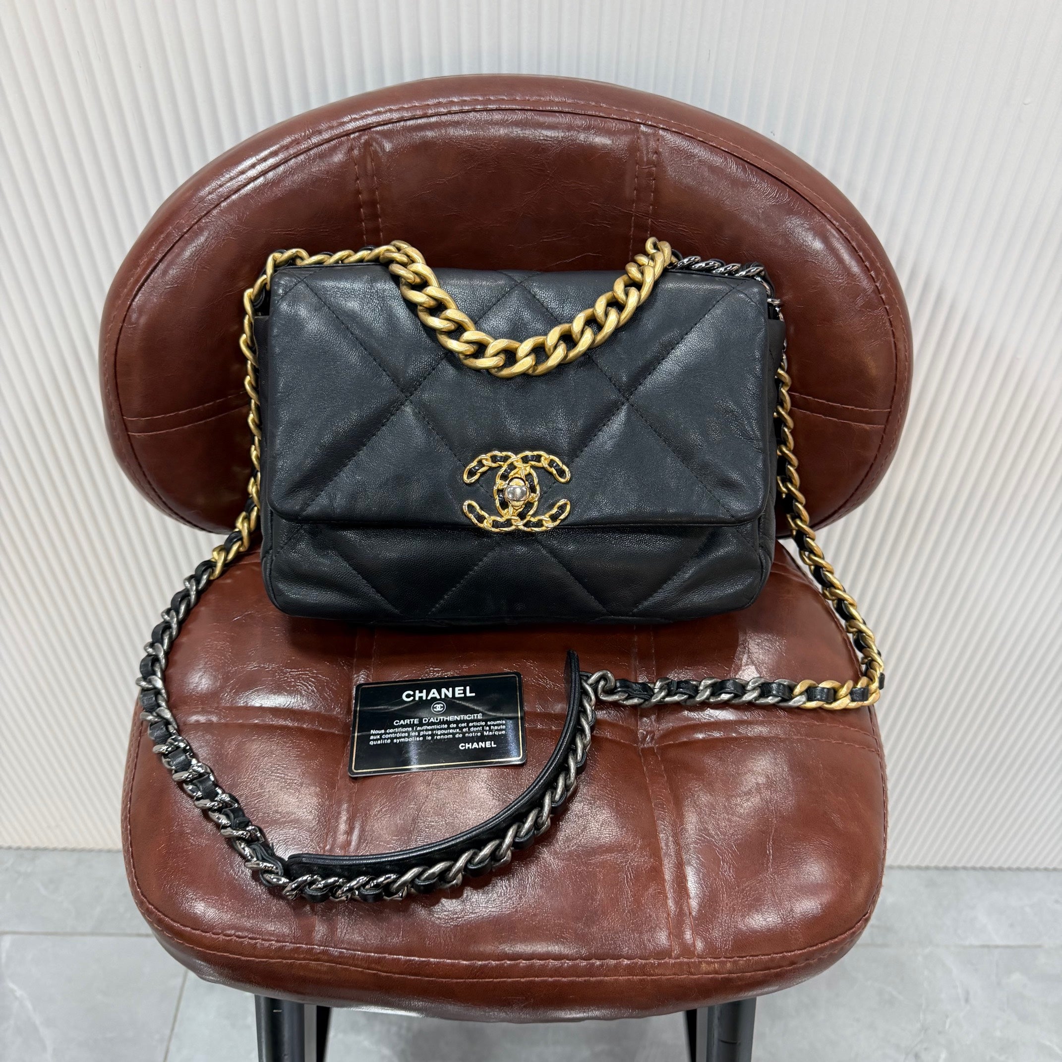 Authentic Pre-owned CHANEL 19 Bag Small Chain Bag