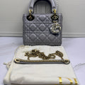 Dior Mini Lady Dior Grey Lambskin Cannage Handbag