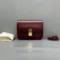 Celine Box Burgundy Leather Gold Hardware Bag