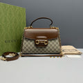 Gucci Horsebit 1955 GG Supreme & Brown Leather Top‑Handle
