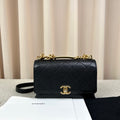 Chanel Quilted Chain Shoulder Bag Black Caviar Leather mini
