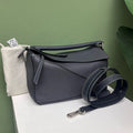 LOEWE Puzzle Medium Bag, Iron Grey Pebbled Calfskin