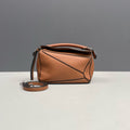 Loewe Puzzle Mini Bag, Tan Grained Calfskin Leather