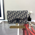 Christian Dior Saddle Oblique Jacquard Chain Wallet