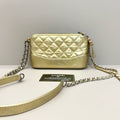 Chanel Mini Gabrielle Clutch WOC Metallic Gold Quilted