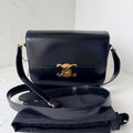 Celine Triomphe Medium, Black Shiny Calfskin