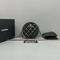 Chanel Black Quilted Leather Round Chain
