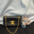 Celine Triomphe Black Glossy Calfskin Chain Shoulder Bag