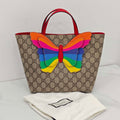 Gucci Kids GG Supreme Rainbow Butterfly Tote Bag
