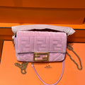 Fendi Baguette, Pink Velvet Embossed FF