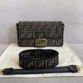 Fendi Baguette FF Zucca Canvas Gold Hardware Shoulder Crossbody Bag